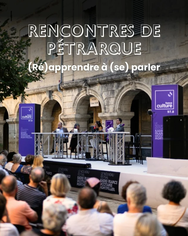 🗣️ Et si on réapprenait à se parler ? 
Du 𝟳 𝗮𝘂 𝟭𝟭 𝗷𝘂𝗶𝗹𝗹𝗲𝘁 auront lieu les 𝗥𝗲𝗻𝗰𝗼𝗻𝘁𝗿𝗲𝘀 𝗱𝗲 𝗣𝗲́𝘁𝗿𝗮𝗿𝗾𝘂𝗲 : intellectuels, artistes et penseurs croiseront leurs regards sur la liberté d’expression, le discours politique, ou encore le langage du corps.

🚶𝗘𝗻𝘁𝗿𝗲́𝗲 𝗹𝗶𝗯𝗿𝗲 𝘀𝘂𝗿 𝗿𝗲́𝘀𝗲𝗿𝘃𝗮𝘁𝗶𝗼𝗻 𝗮̀ 𝗽𝗮𝗿𝘁𝗶𝗿 𝗱𝘂 𝟭𝗲𝗿 𝗷𝘂𝗶𝗻 (dans la limite des places disponibles)
📍 Rectorat de Montpellier – 31 rue de l’Université.
🕦 De 18h15 à 19h
ℹ Plus d’infos 👉 lien en bio.

🎧 Diffusées en direct sur @franceculture et disponibles en podcast ensuite.